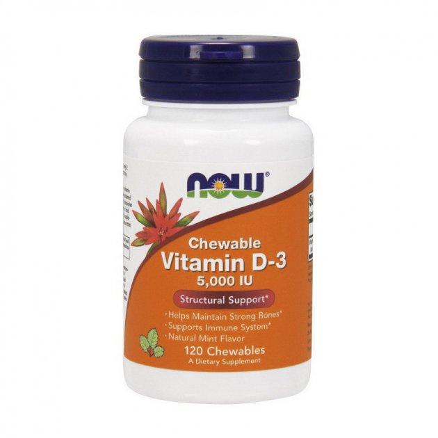 

Жевательный Vitamin D-3 5000 IU Now Foods, 120 жевательных таблеток (351478)