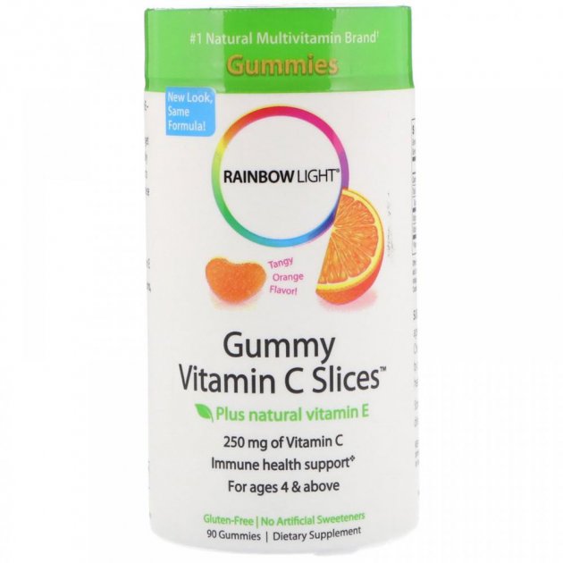 

Витамины Rainbow Light Gummy Vitamin C Slices 90 Gummies Витамин C жевательный (599202)