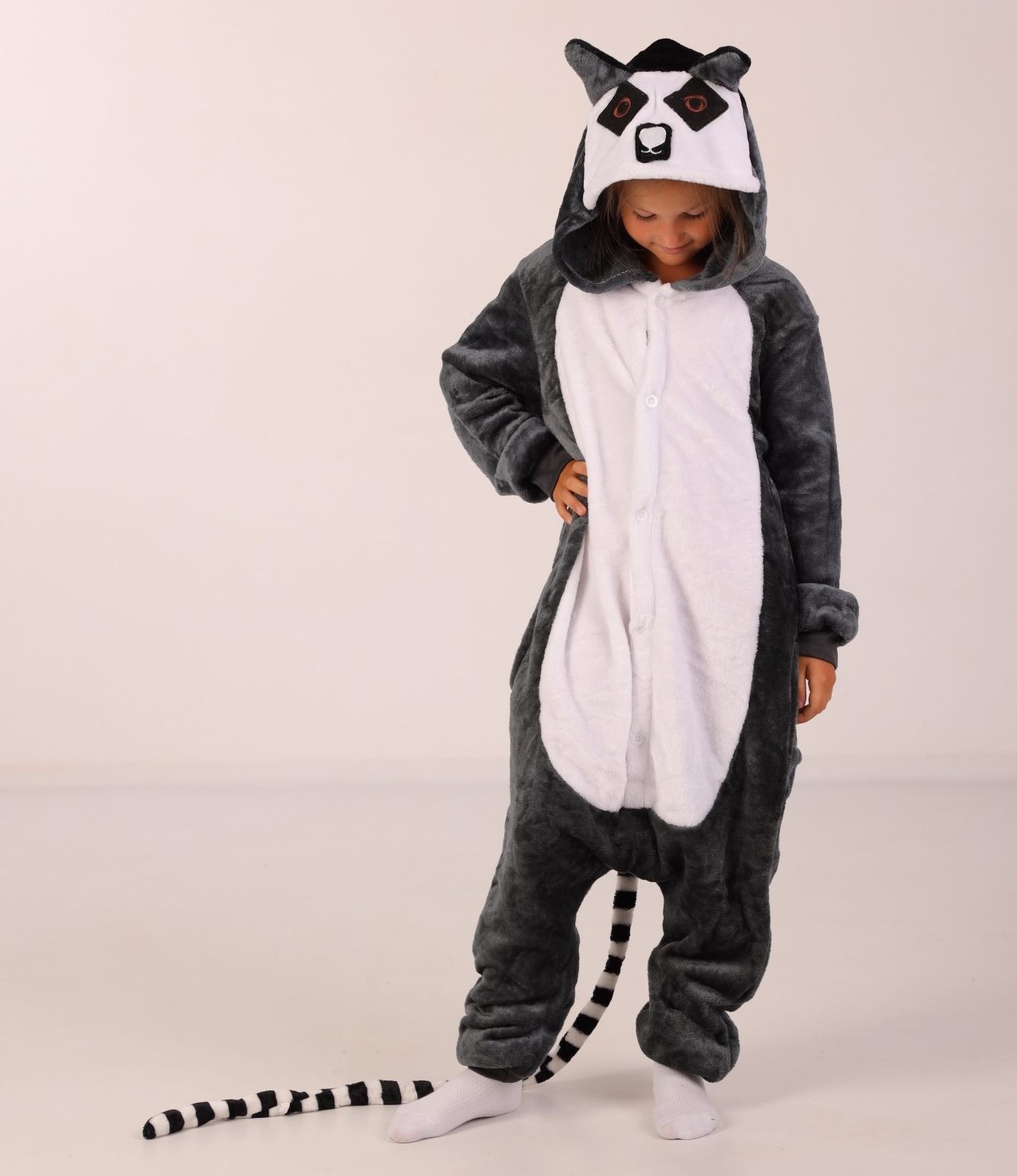 

Пижама Кигуруми Слип Для Мальчиков Kigurumi Лемур Серый 165-175 см. (2037/2)