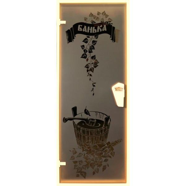 

Стеклянная дверь для бани и сауны Tesli Банька RS 700х1900 мм закаленное стекло с рисунком бронза