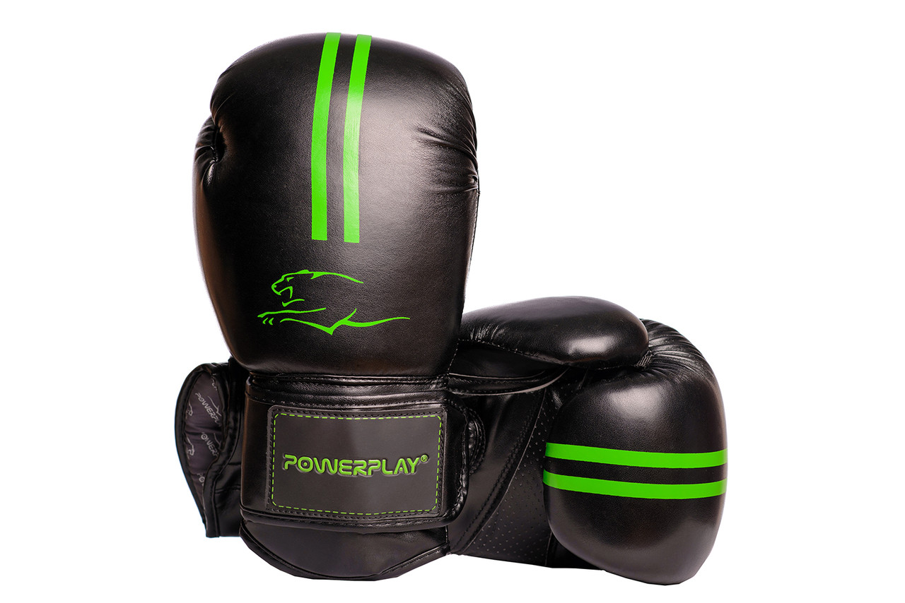 

Боксерские перчатки PowerPlay 3016 Black-Green 8 унций