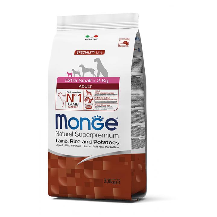 

Сухой корм Monge Extra Small Adult для взрослых собак миниатюрных пород (ягненок) 0.8 кг