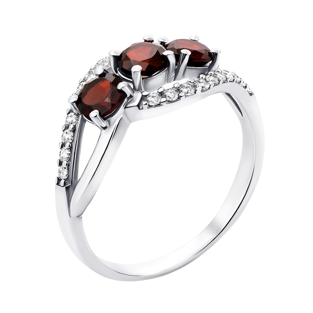 

Серебряное кольцо с гранатами и фианитами 000133190 17 размера