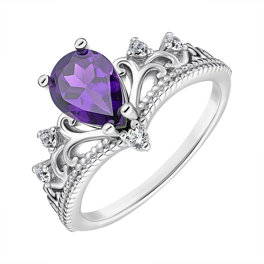 

Серебряное кольцо с аметистом и фианитами 000149095 18 размера