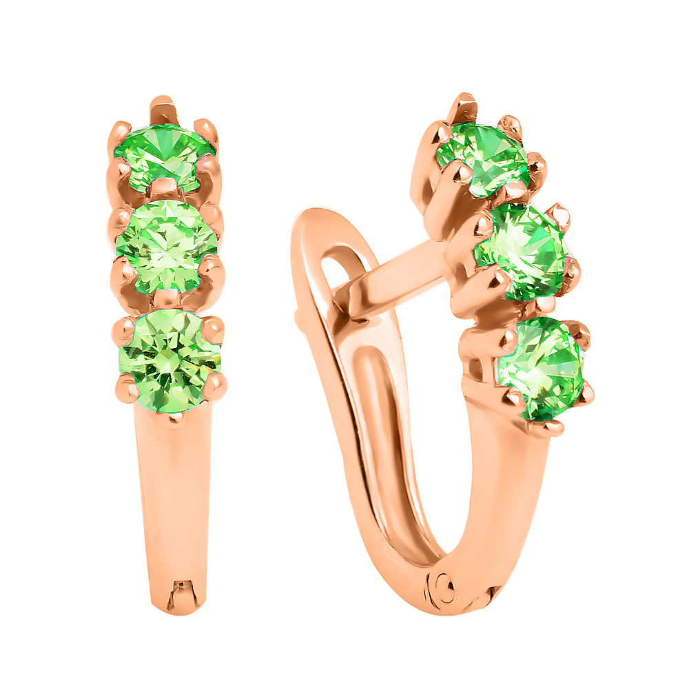 

Золотые серьги с изумрудными фианитами S Zirconia 000050214