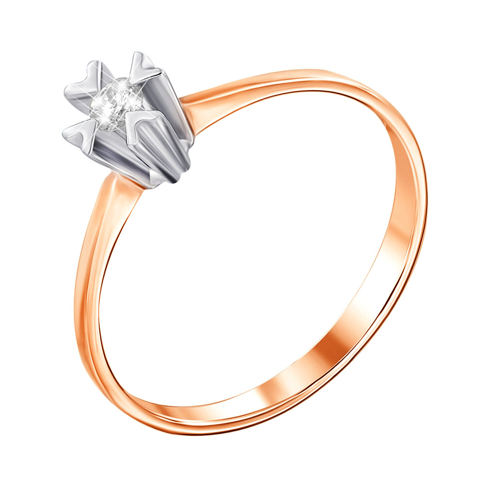 

Золотое кольцо в комбинированном цвете с бриллиантом 000125635 17.5 размера