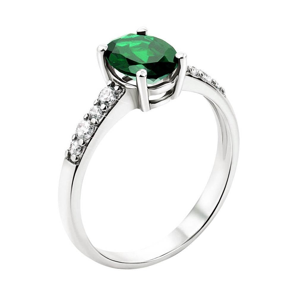 

Серебряное кольцо с зеленым кварцем и фианитами 000135434 17.5 размера