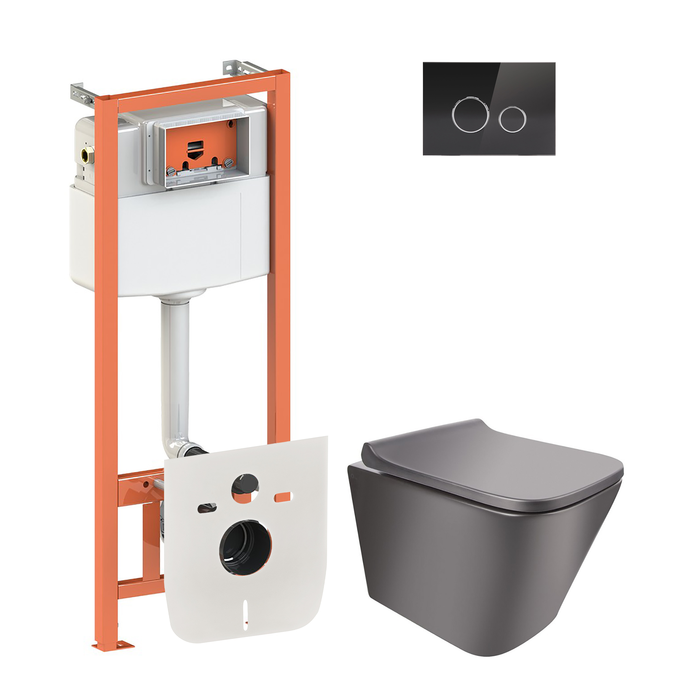 

Комплект инсталляции Qtap 4 в 1 с кнопкой смыва Nest (QT0133M425 + QT0111V1107GB) + унитаз с сиденьем Tern QT1733052ERMB