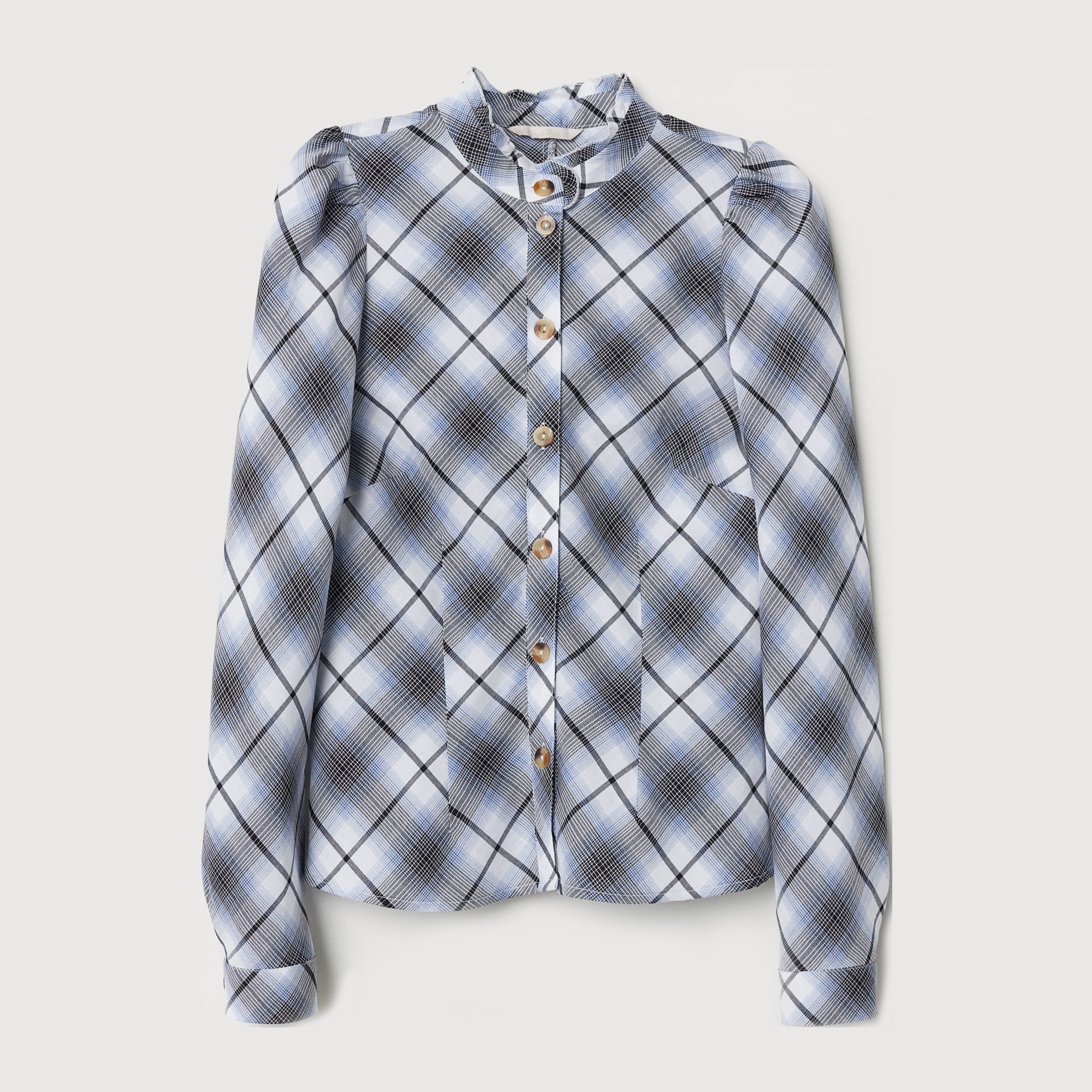 

Блузка H&M XAZ133998EMCI  Белая с синим и черным, Блузка H&M XAZ133998EMCI 46 Белая с синим и черным