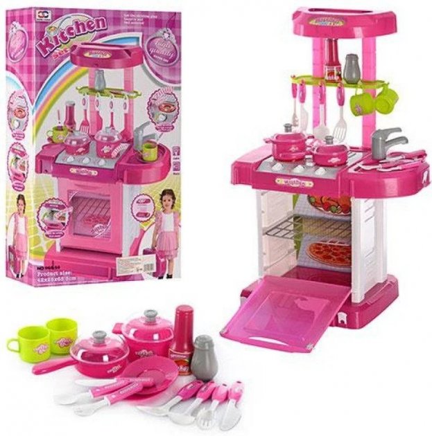 

Детская кухня Kids Kitchen 008-58 в чемодане звук свет посудка на батарейках