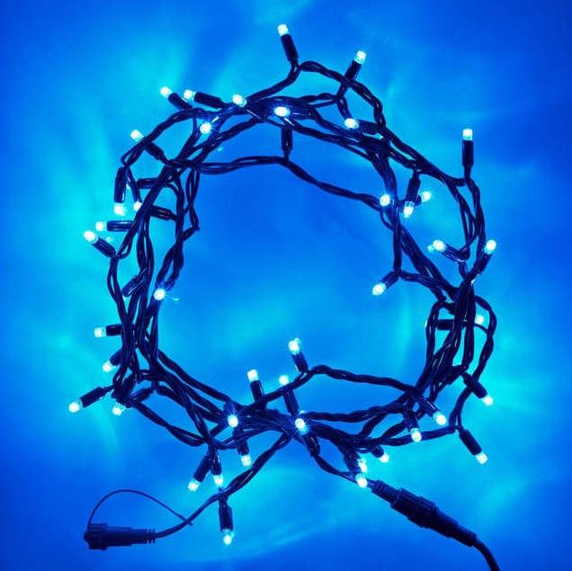 

Светдиодная гирлянда уличная нить (String-light) 10 метров 100 led Синий (Черный провод)