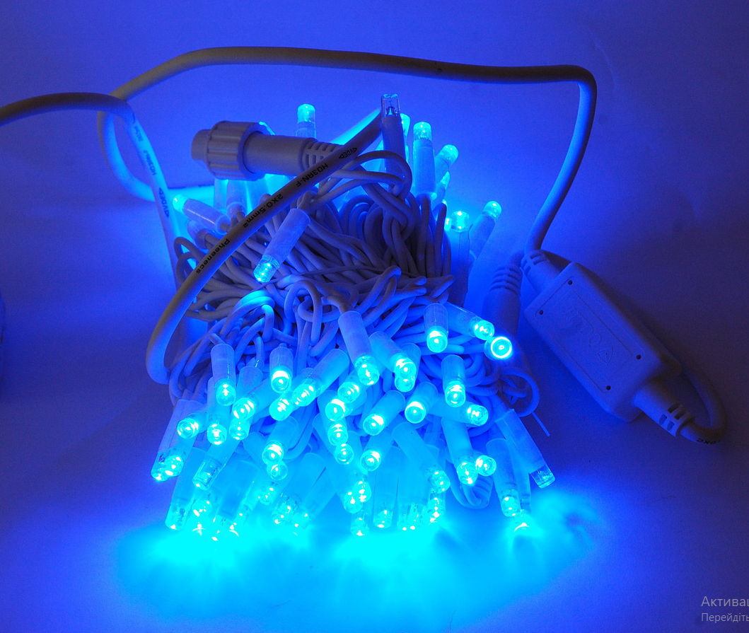 

Светдиодная гирлянда уличная нить (String-light) 10 метров 100 led "Синий" (Белый провод)