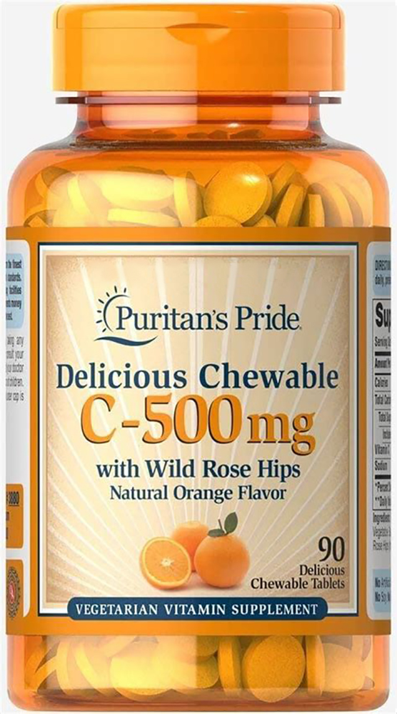 

Витамины Puritan's Pride Chewable Vitamin C 500 мг with Rose Hips 90 жевательных таблеток (074312138805)