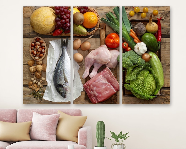 

Модульная картина на холсте из трех частей Полезные продуктыKIL Art 128x81 см