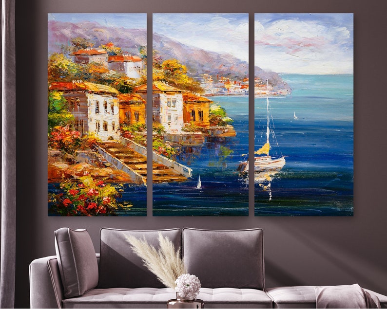 

Модульная картина на холсте из трех частей Живописный город 128x81 см