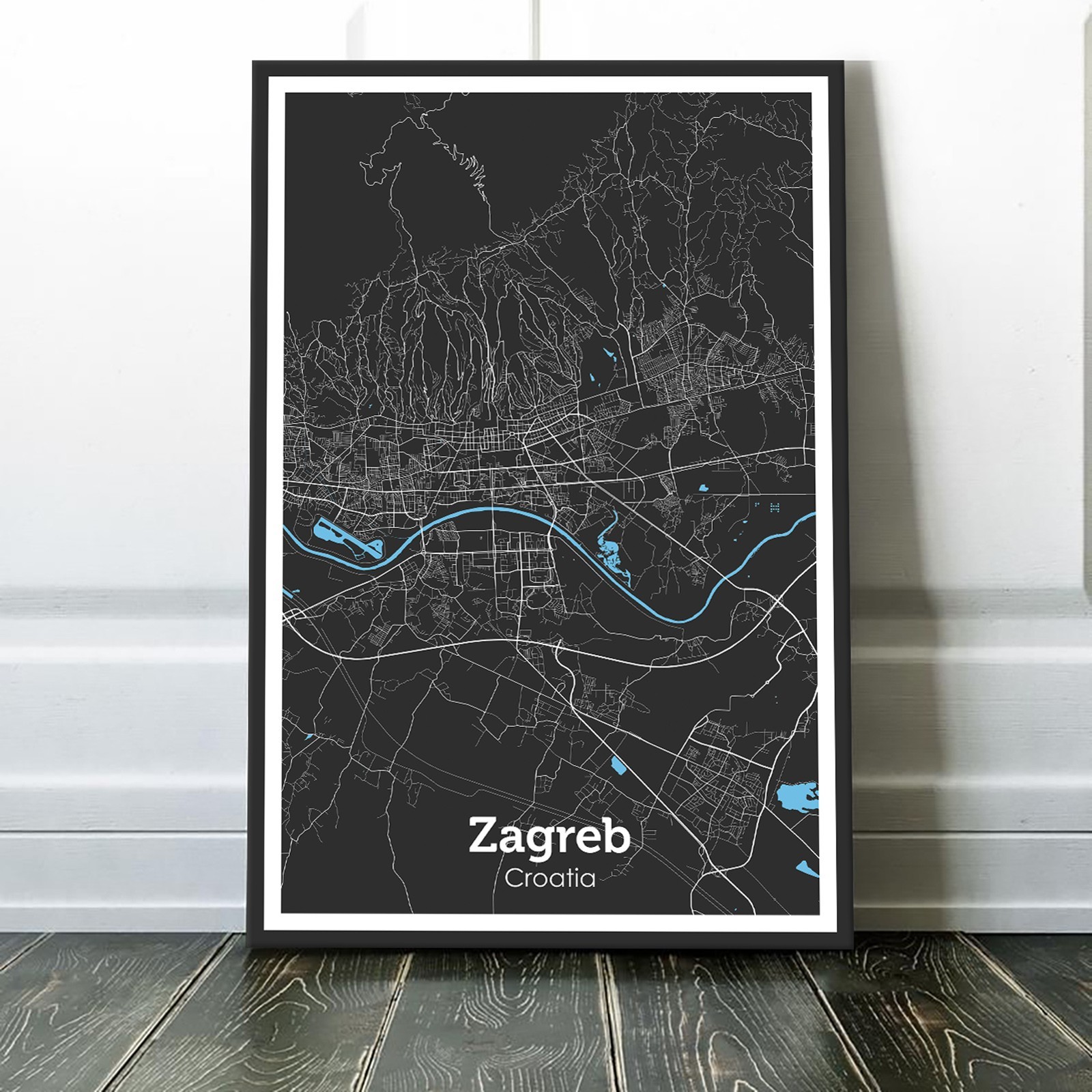 

Картина на холсте карта города - Загреб 60x90см