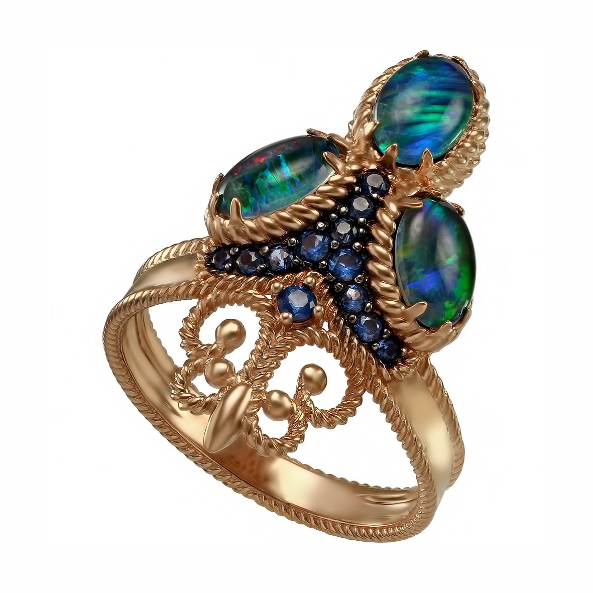 

Золотое кольцо с опалами и нанокристаллами Tango Jewellery Company 3723740 размер 18.5