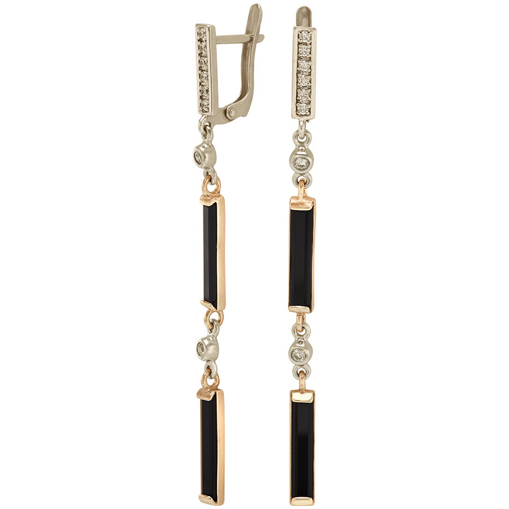 

Золотые серьги-подвески с агатом и фианитами Tango Jewellery Company 459154