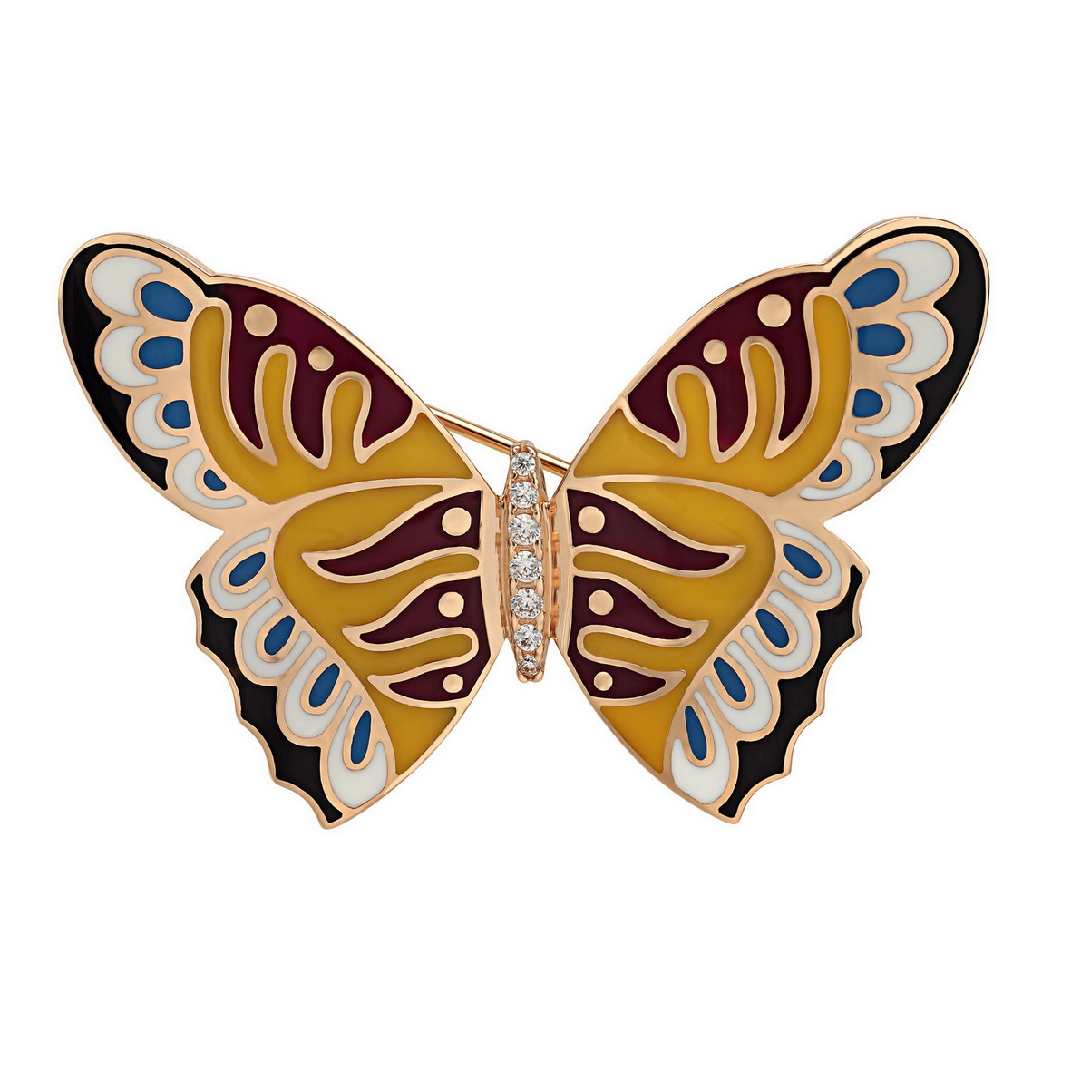 

Золотая брошь с фианитами и эмалью Tango Jewellery Company 660111Е