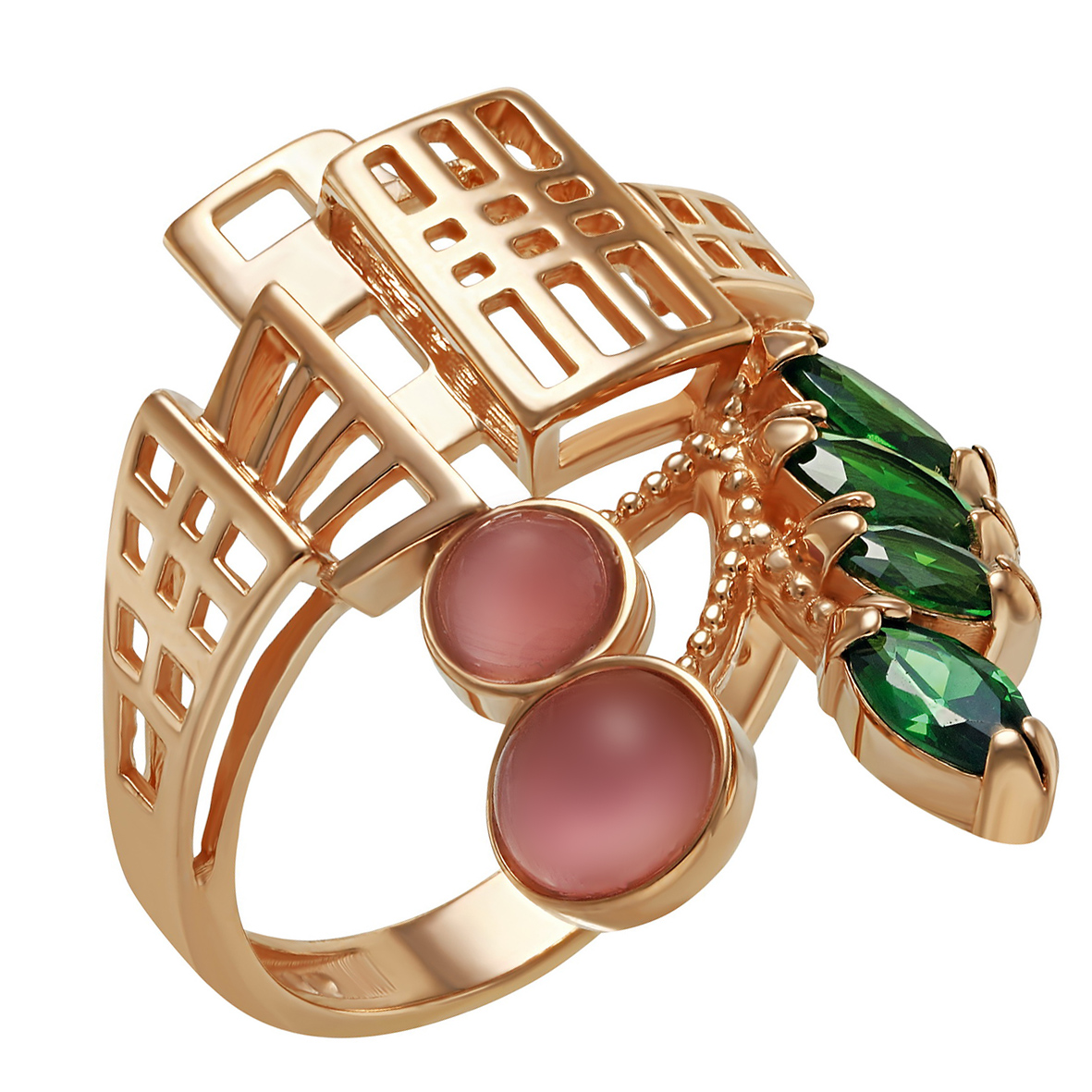 

Золотое кольцо с фианитами и улекситом Tango Jewellery Company 380338 размер 18.5