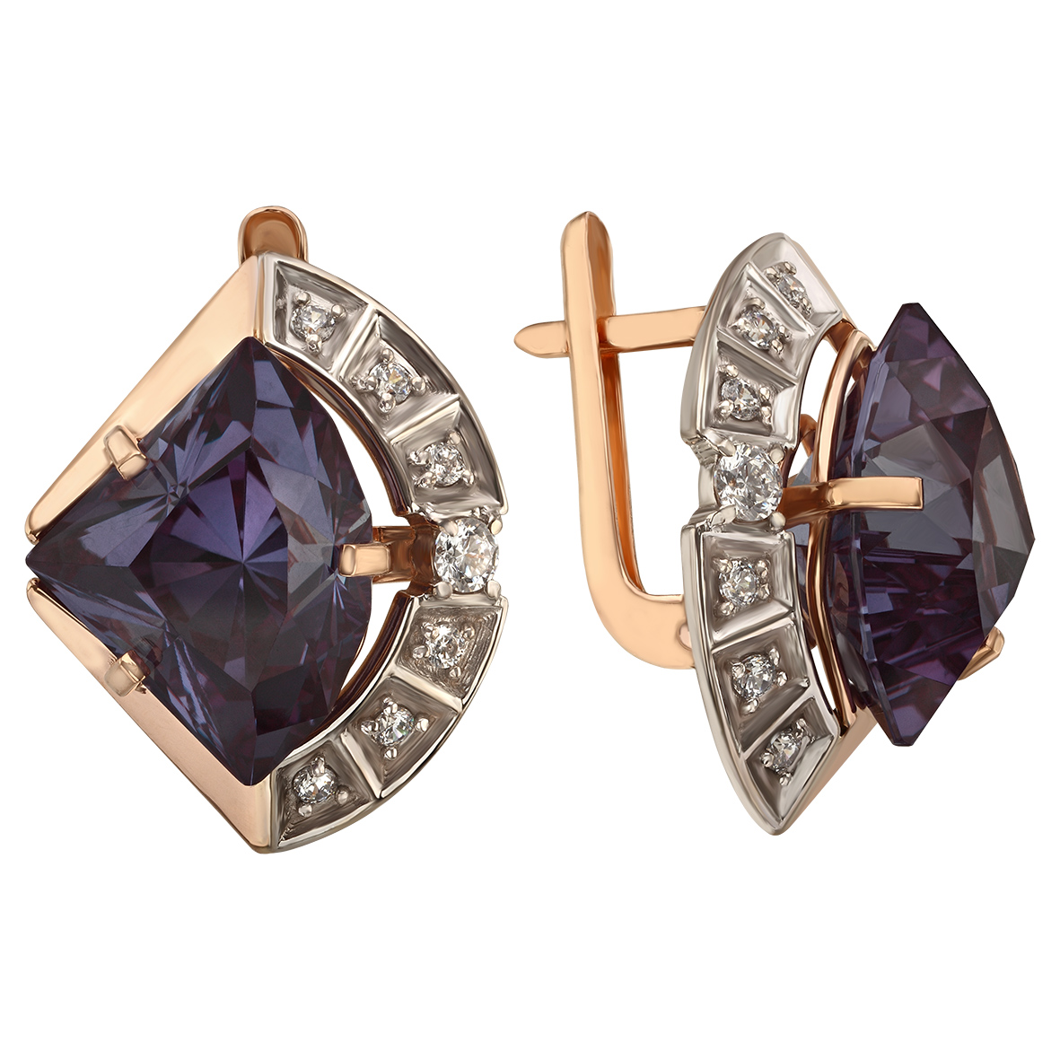 

Золотые серьги с вставками александритов и фианитов Tango Jewellery Company 4527396