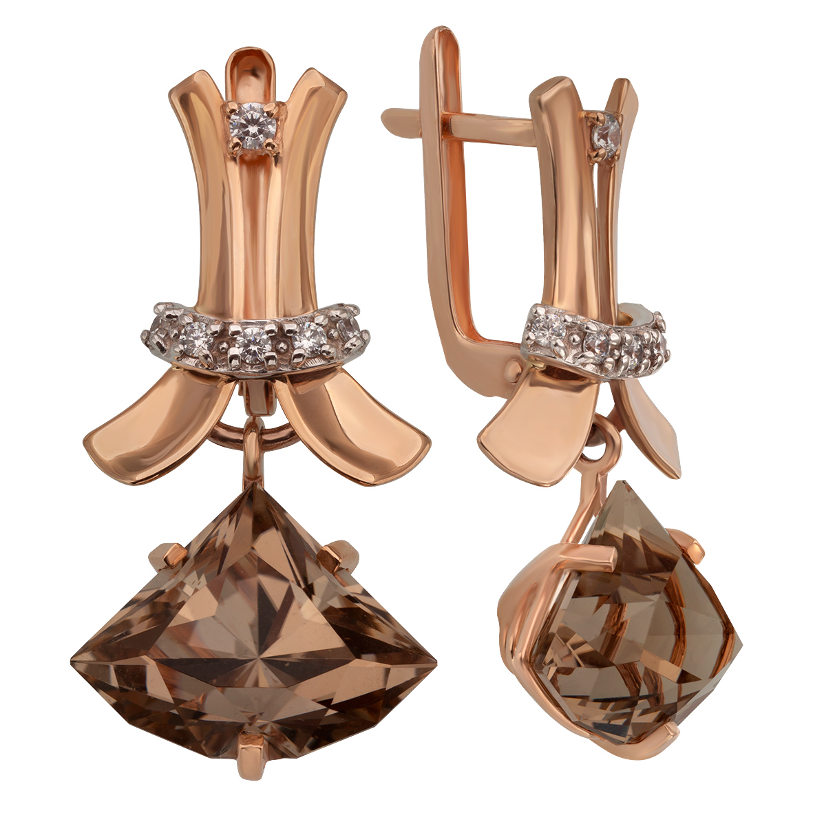 

Золотые серьги с кварцем и фианитами Tango Jewellery Company 458377