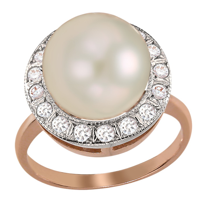 

Золотое кольцо с жемчугом и фианитами Tango Jewellery Company 330130 размер 19