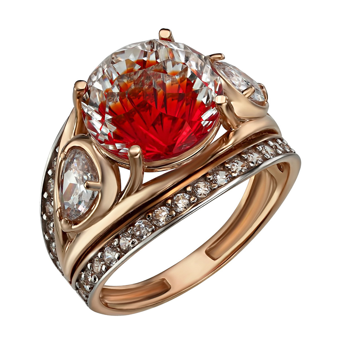

Золотое кольцо с горным хрусталем и фианитами Tango Jewellery Company 3728755 размер 17
