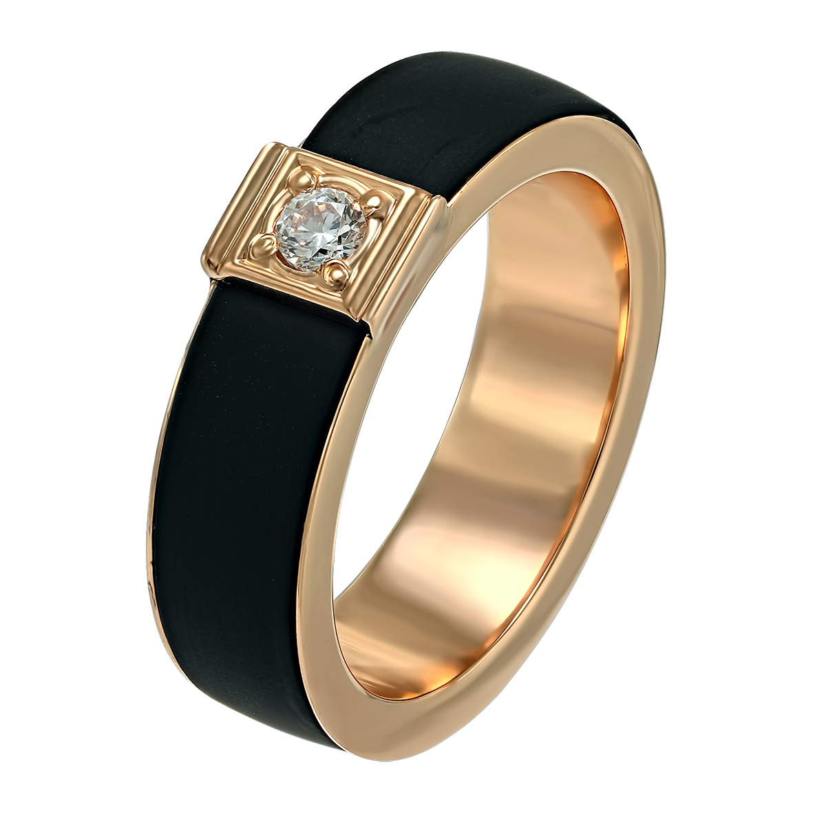 

Кольцо из золота с каучуком и фианитом Tango Jewellery Company 900628 размер 18