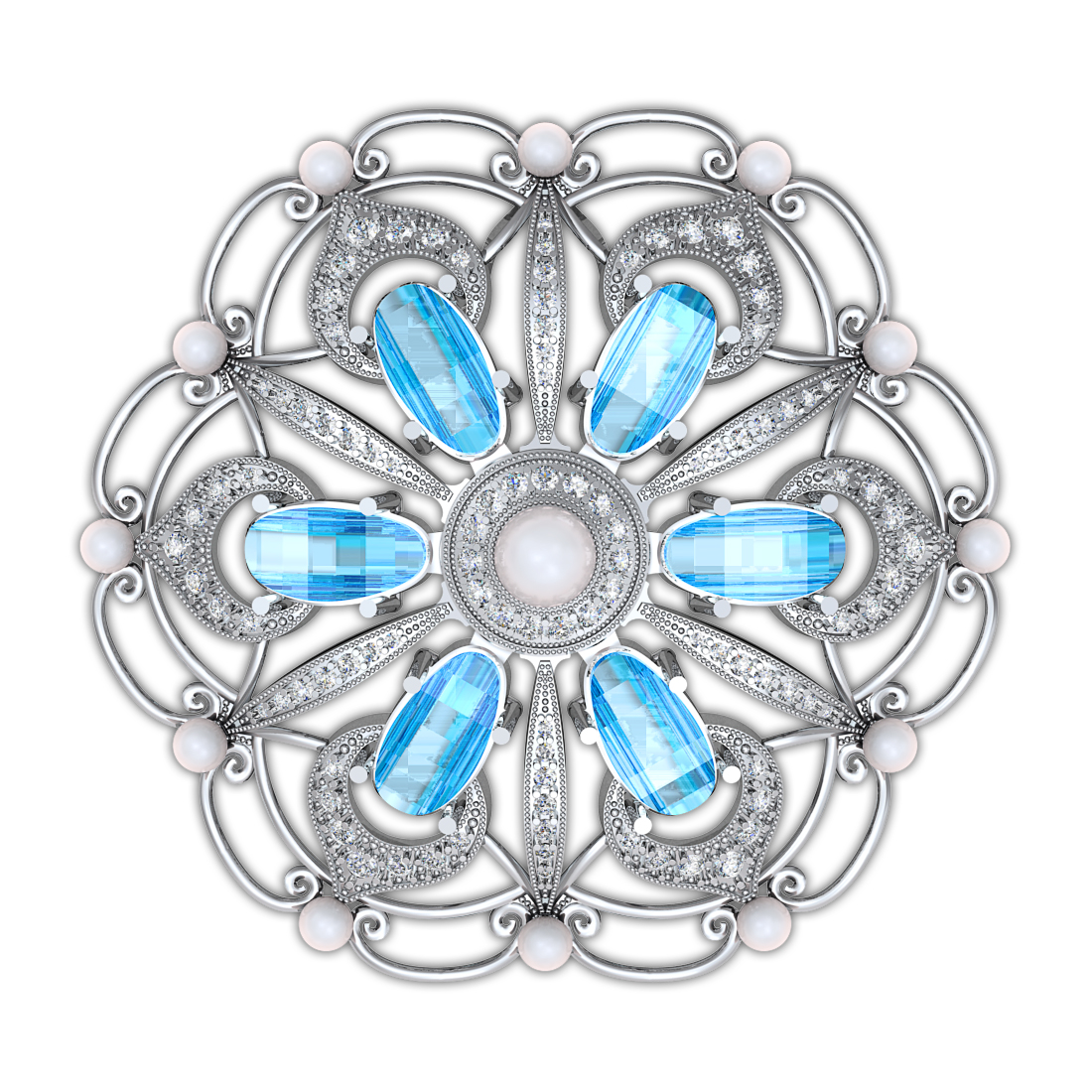 

Серебряная брошь с жемчугом и фианитами Tango Jewellery Company 670035С