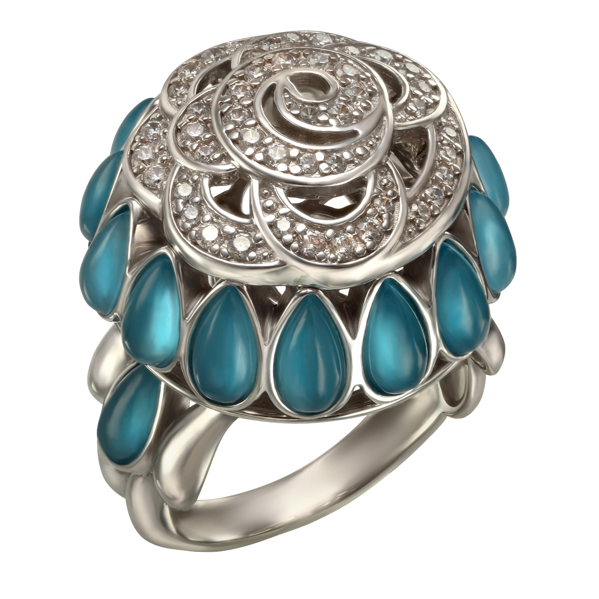 

Серебряное кольцо с фианитами и улекситами Tango Jewellery Company 350026С размер 18