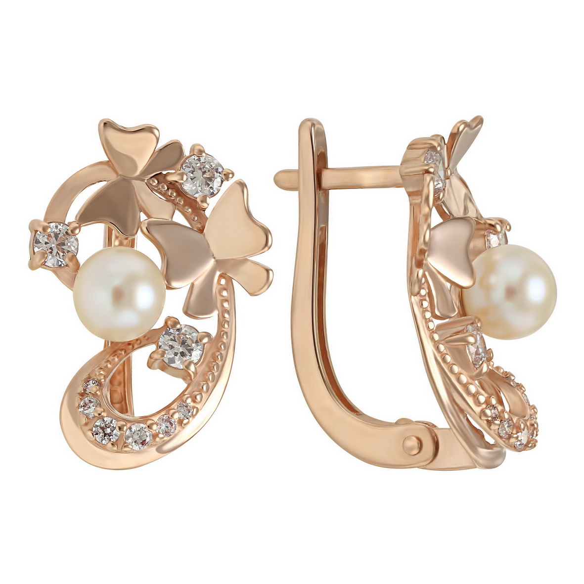 

Золотые серьги с жемчугом и фианитами Tango Jewellery Company 420248