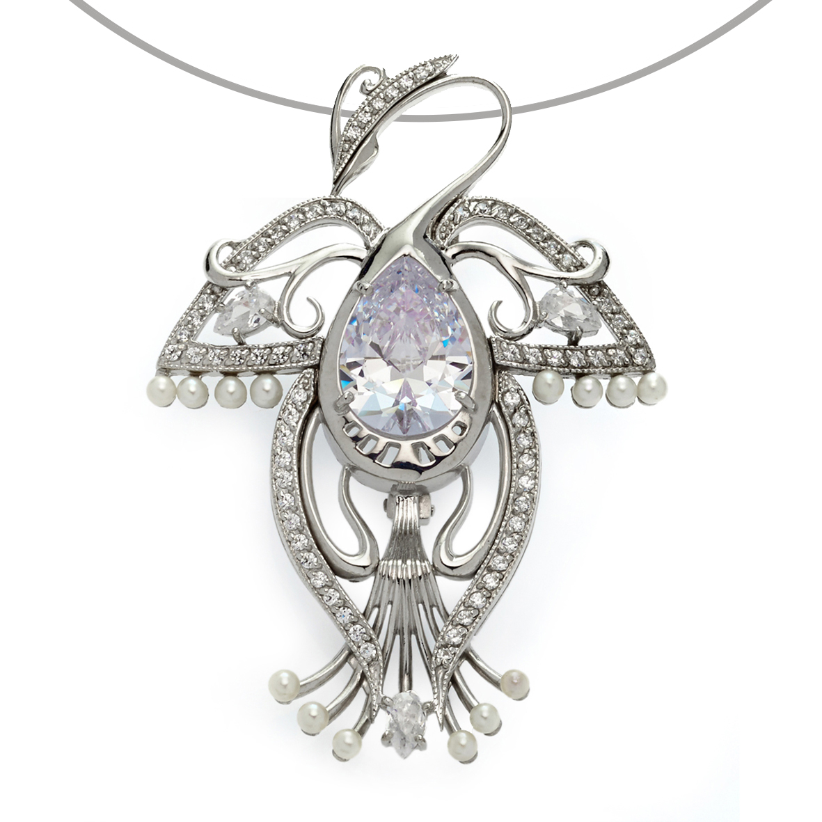 

Серебряная подвеска с жемчугом и фианитами Tango Jewellery Company 160250С