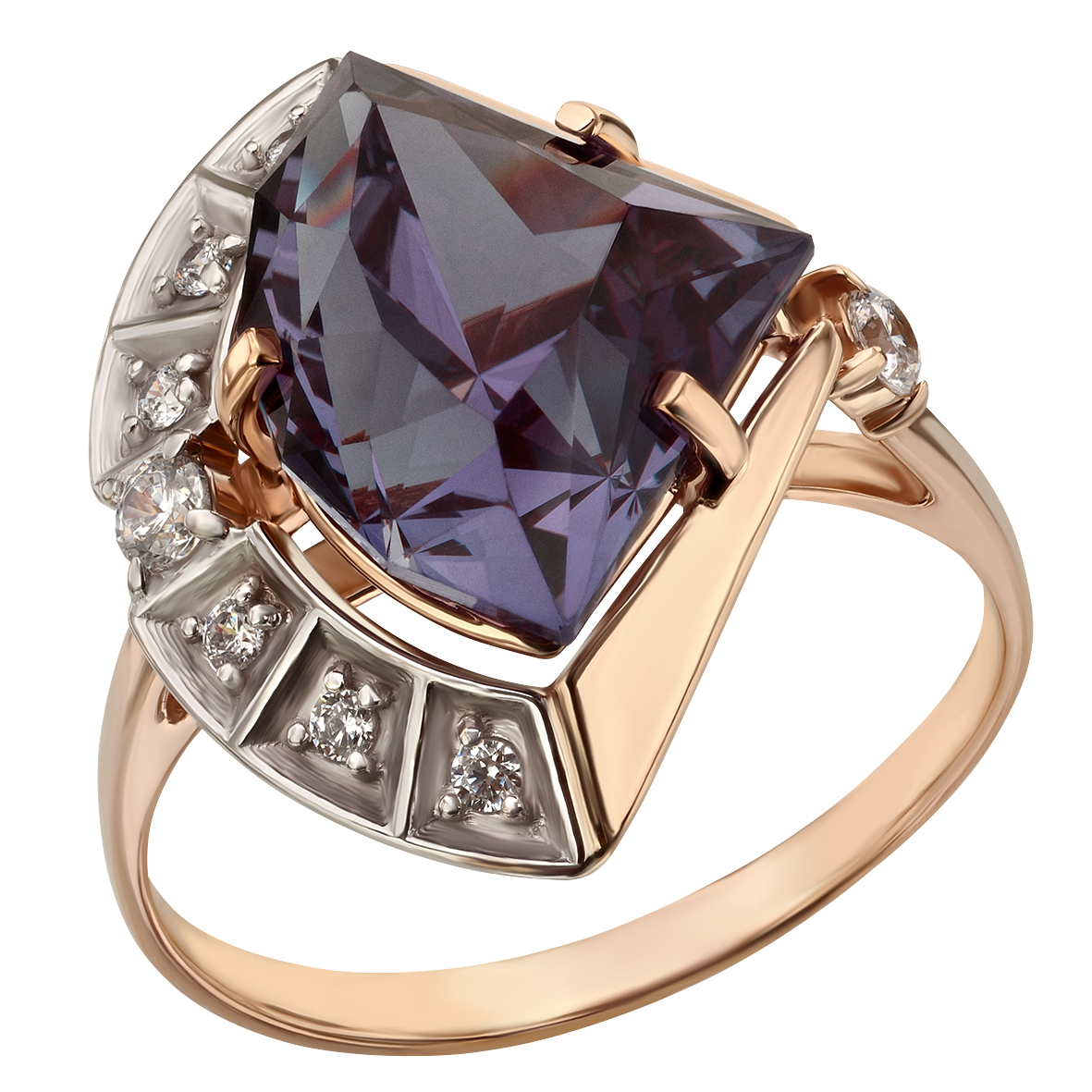 

Золотое кольцо с вставками александрита и фианитов (циркония) Tango Jewellery Company 3727791 размер 17.5