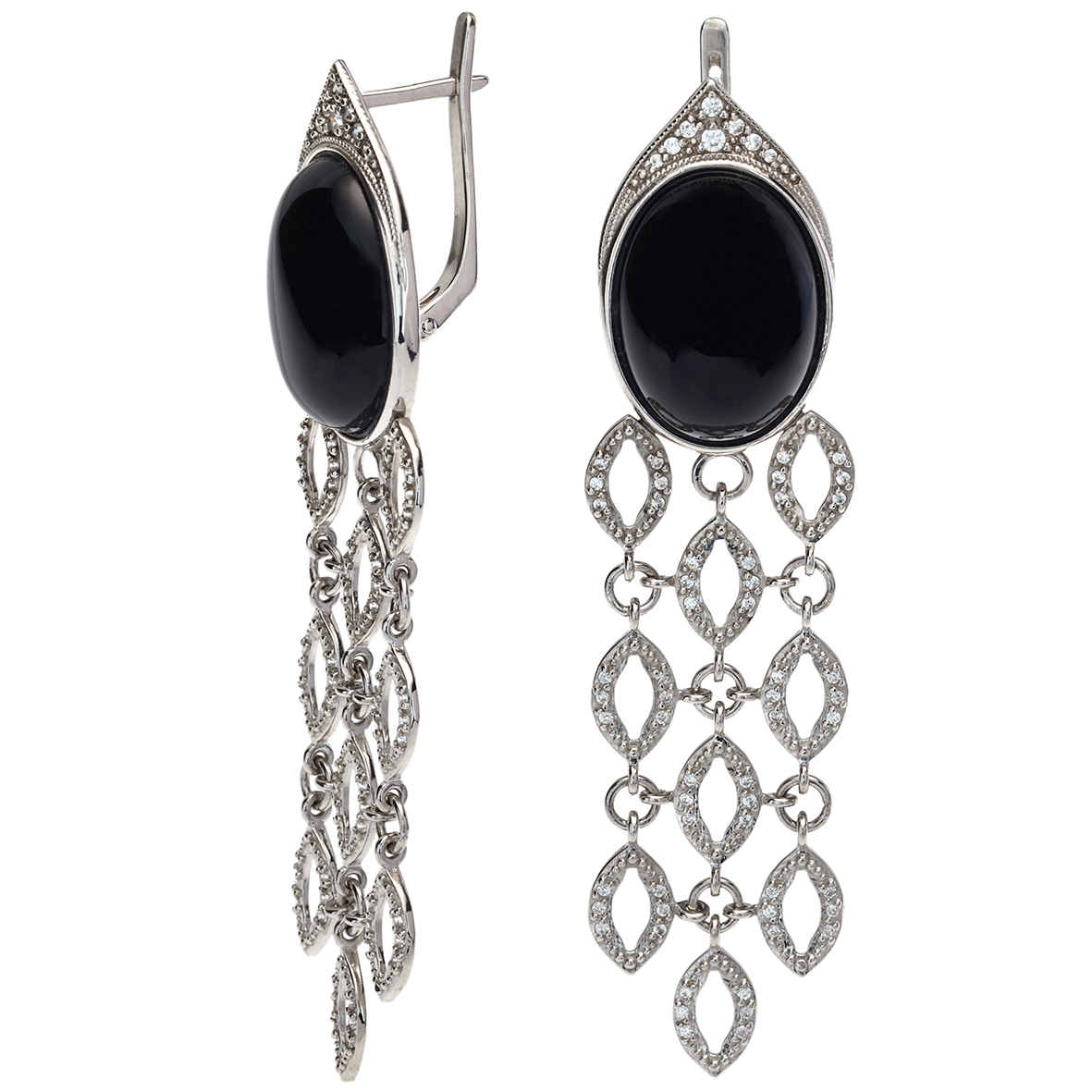 

Серебряные серьги-подвески с агатом и фианитами Tango Jewellery Company 449574С