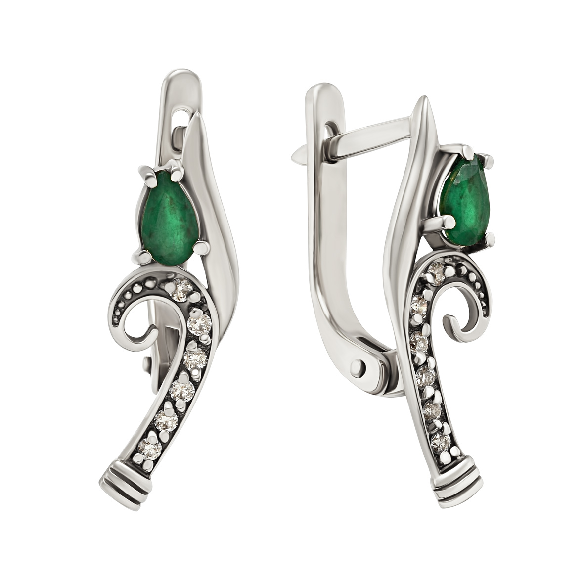 

Серьги в белом золоте с бриллиантами и изумрудом Tango Jewellery Company 762264В