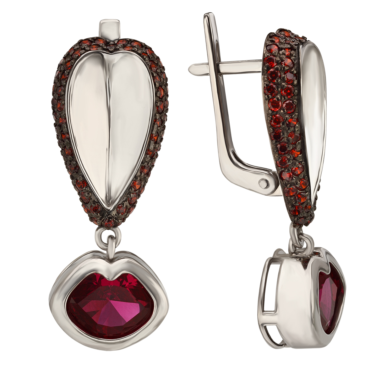 

Серьги-подвески из родированного серебра с вставками фианитов и корунда Tango Jewellery Company 420598С