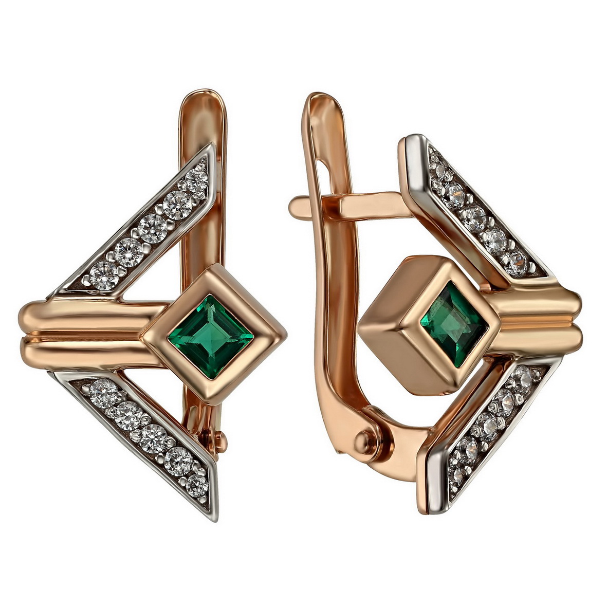 

Золотые серьги с изумрудами и фианитами Tango Jewellery Company 457371