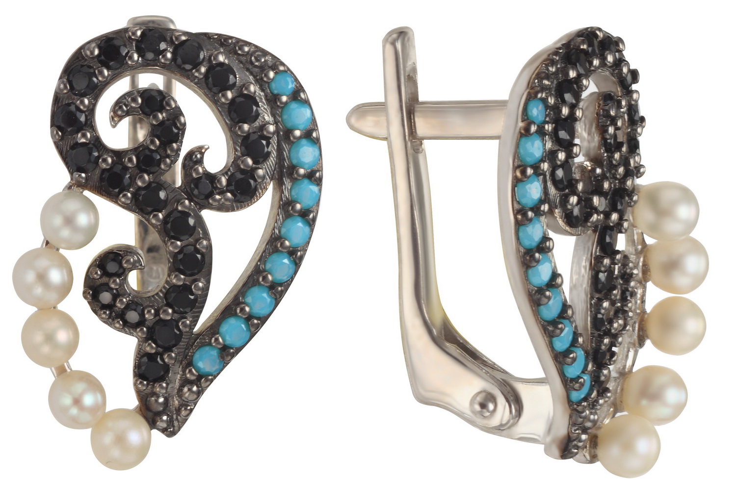 

Серебряные серьги с нанокристаллами, жемчугом и фианитами Tango Jewellery Company 420208С