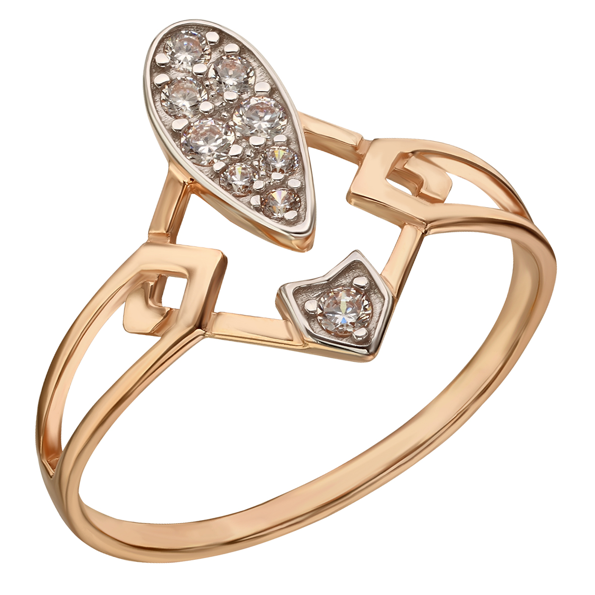 

Золотое кольцо со вставками фианитов (циркония) из коллекции "Элегантность" Tango Jewellery Company 380563 размер 17.5