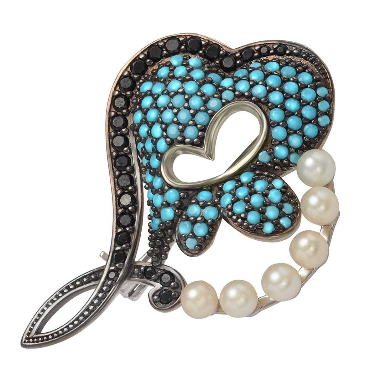 

Серебряная брошь с жемчугом, фианитами и нанокристаллами Tango Jewellery Company 660095С