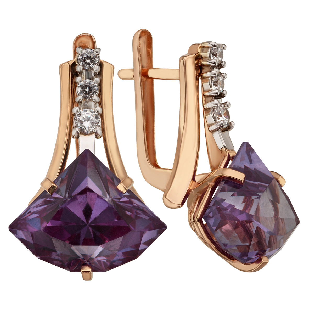 

Золотые серьги с александритами и фианитами Tango Jewellery Company 4527381
