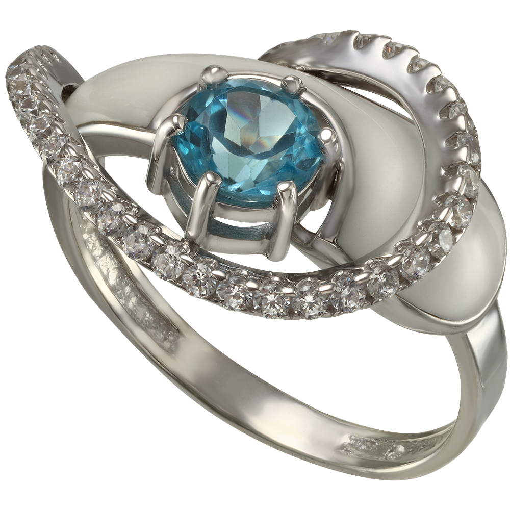 

Серебряное кольцо с топазом, фианитами и эмалью Tango Jewellery Company 371694А размер 16