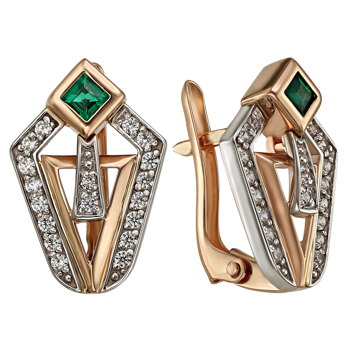 

Золотые серьги с изумрудами и фианитами Tango Jewellery Company 457375