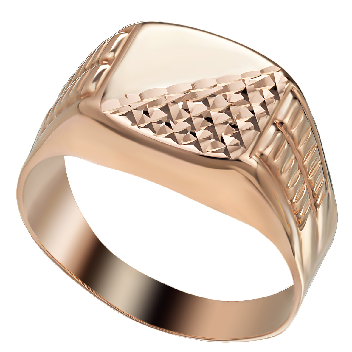 

Перстень-печатка из красного золота с алмазной гранью Tango Jewellery Company 391083 размер 19