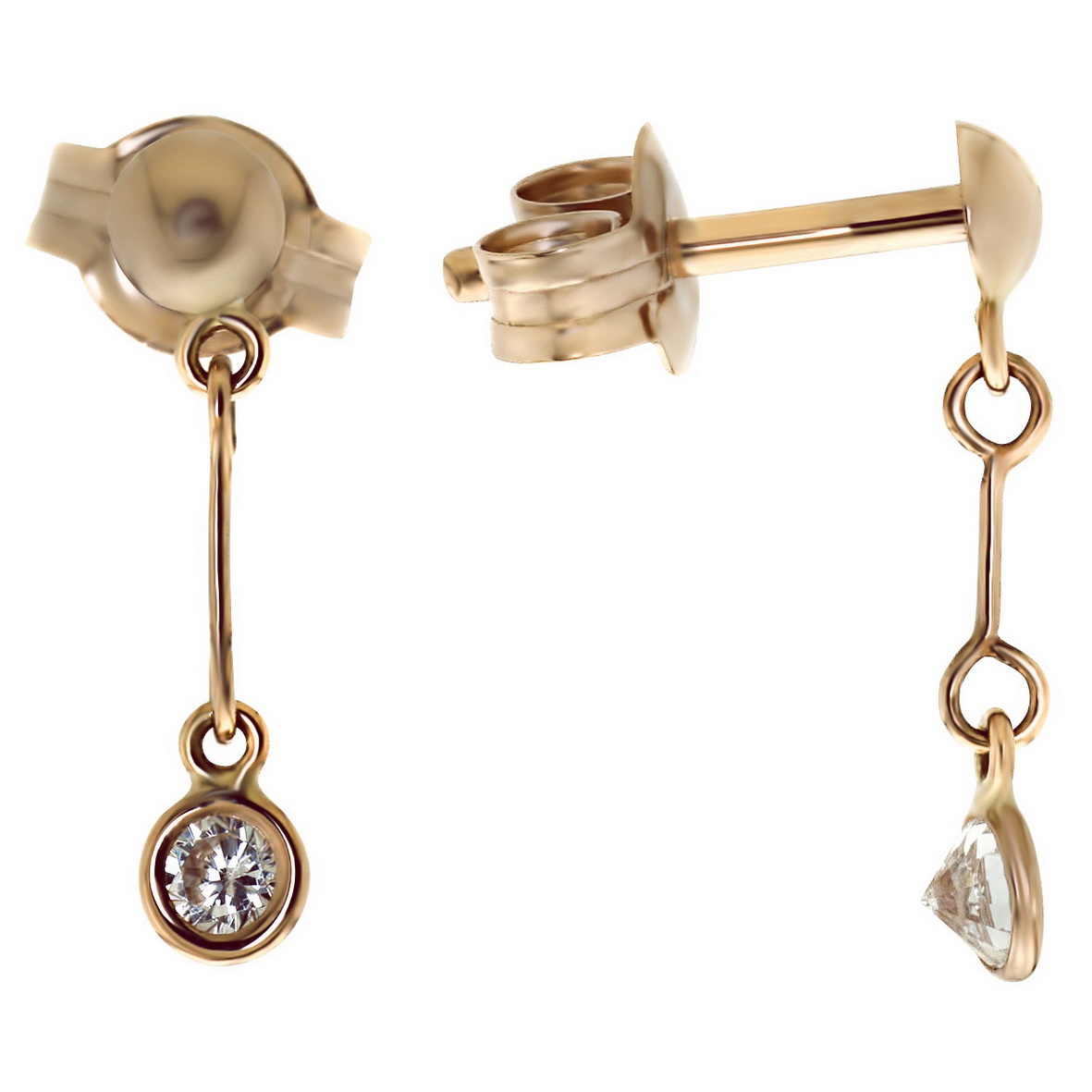 

Золотые пуссеты с фианитами Tango Jewellery Company 580070