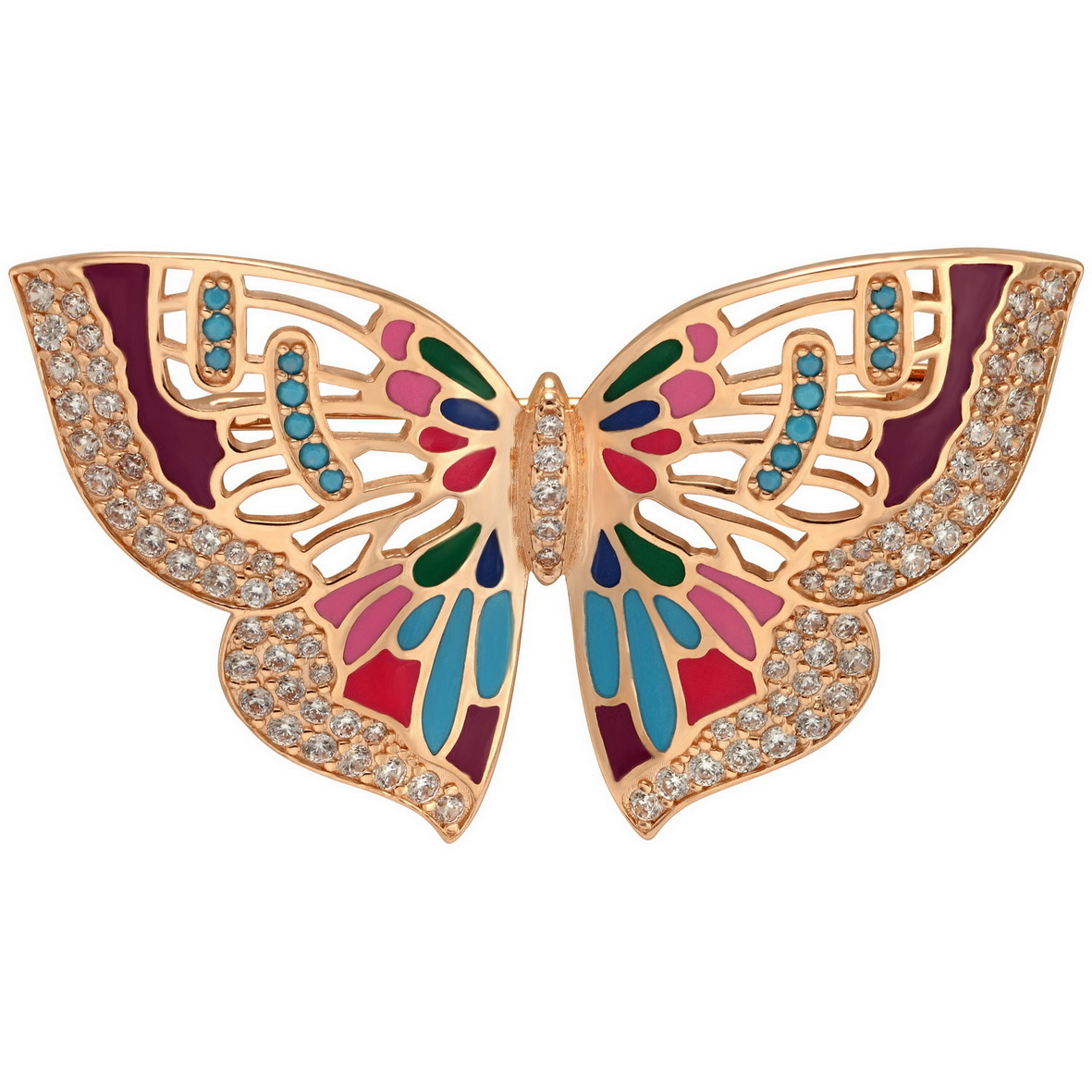 

Золотая брошь с эмалью и фианитами Tango Jewellery Company 660108Е