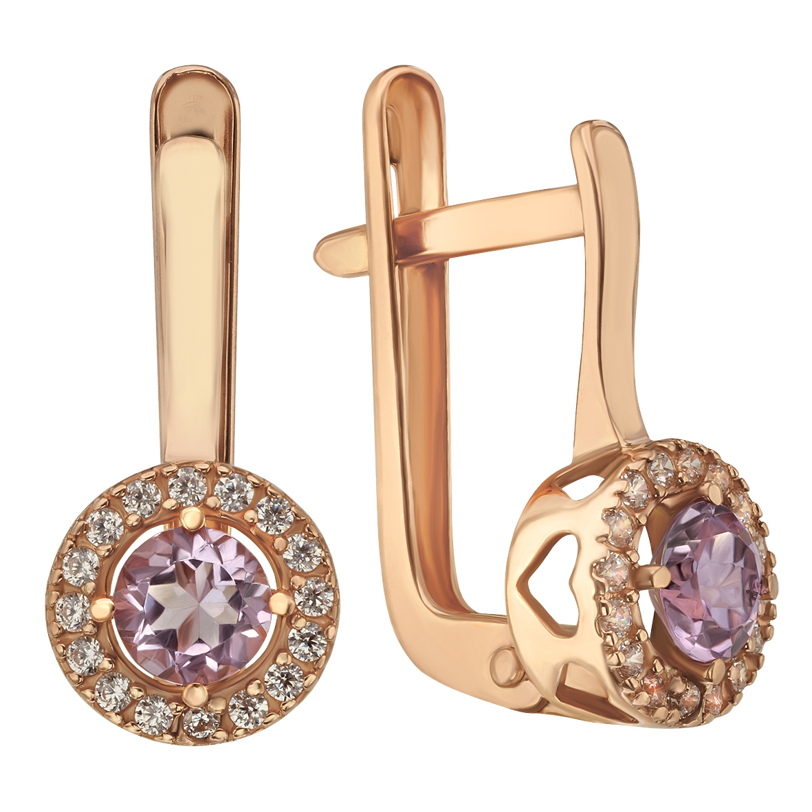 

Золотые серьги с аметистом и фианитами Tango Jewellery Company 443767