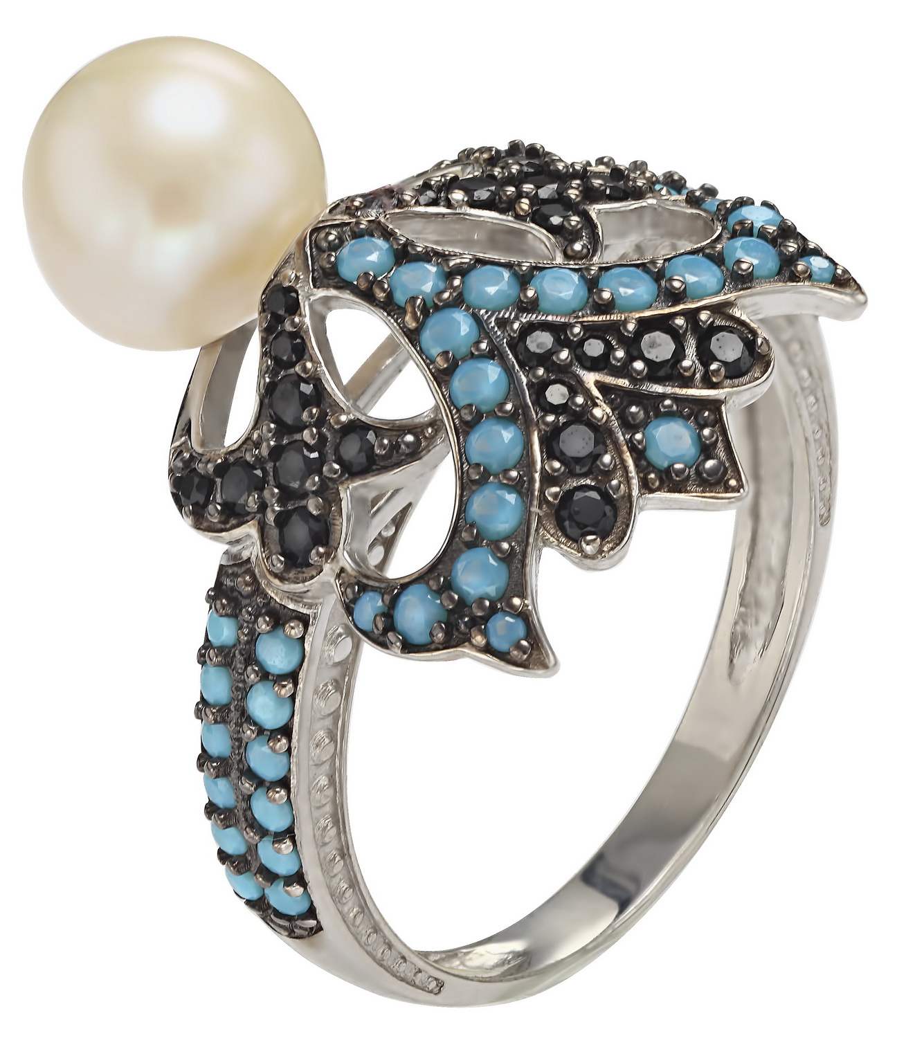 

Серебряное кольцо с жемчугом, фианитами и нанокристаллами Tango Jewellery Company 380188С размер 17