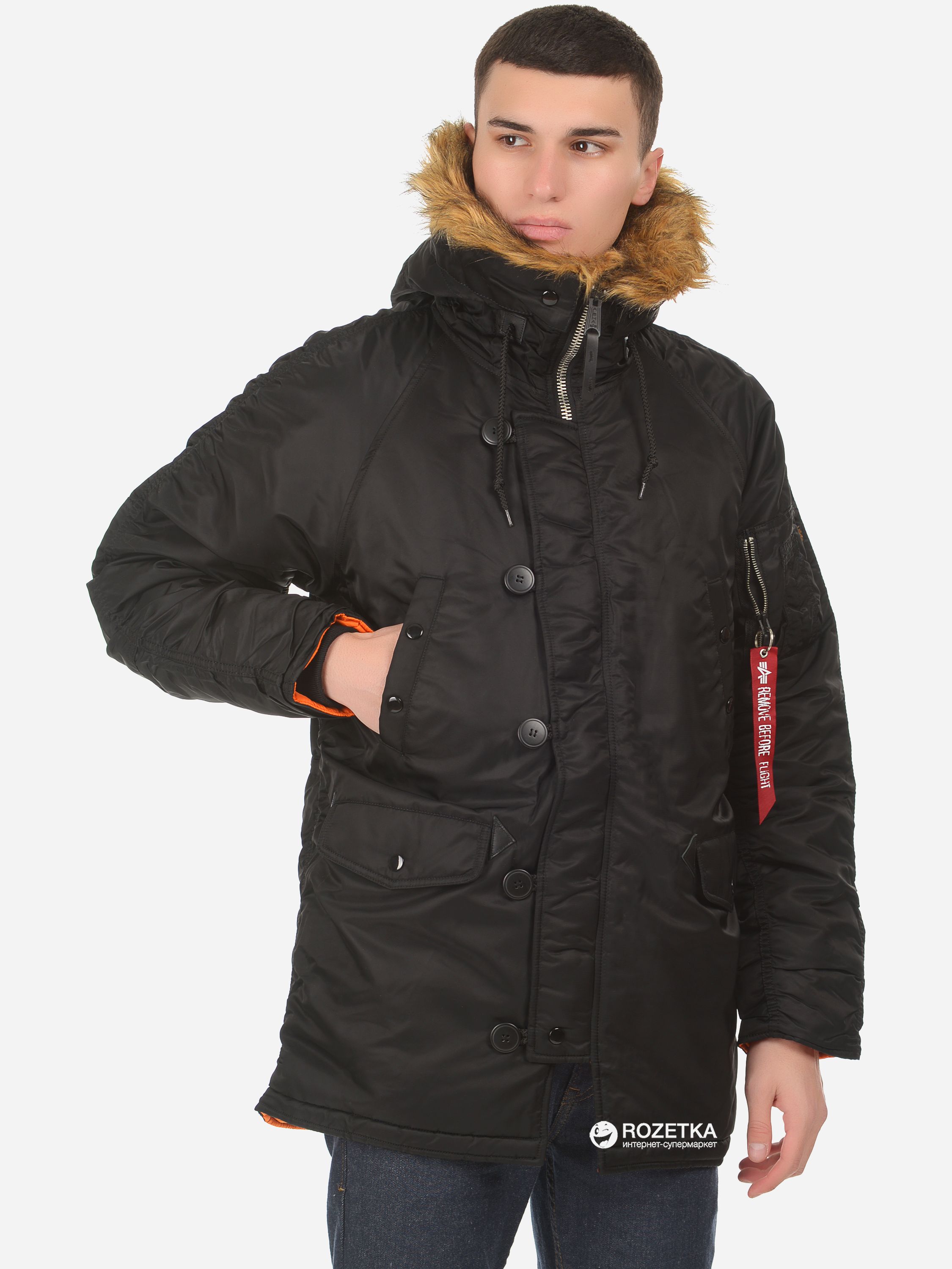 

Парка Alpha Industries Slim Fit N-3B Parka  Black/Orange, Парка Alpha Industries Slim Fit N-3B Parka XS Black/Orange